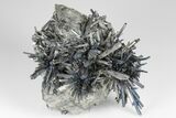 Metallic Stibnite Crystal Sprays On Matrix - Xikuangshan Mine, China #175927-3